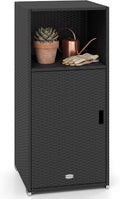 Tangkula Rattan Outdoor Storage Cabinet, Patiojoy PE Wicker Outdoor Cabinet by TANGKULA