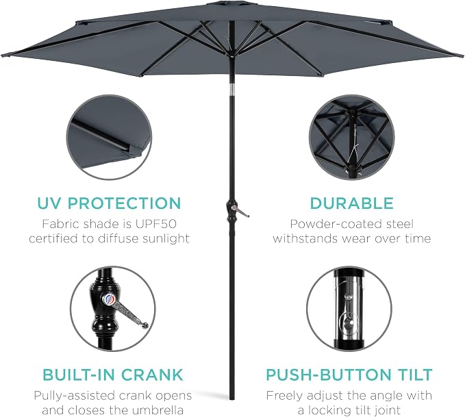 Best Choice Products 10ft Outdoor Patio Umbrella, Outdoor Table Umbrella - Image 5