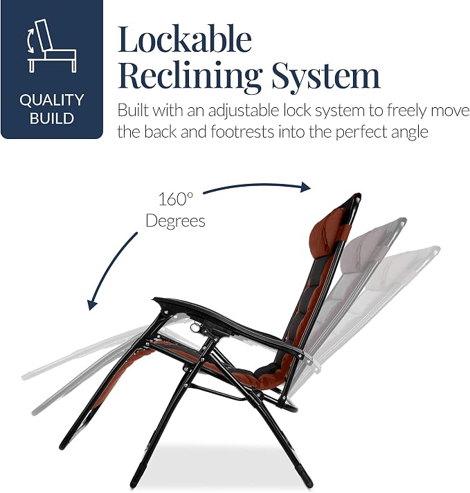 Best Choice Products Oversized Padded Zero Gravity Chair, Folding Outdoor Patio - Image 8