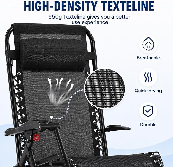Yaheetech 26" Zero Gravity Chair Adjustable, - Image 8