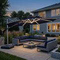 PURPLE LEAF Cantilever Umbrella 13ft Solar LED Light Double Top, Support to by PURPLELEAF
