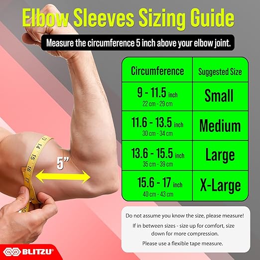 BLITZU Elbow Compression Sleeve for Tendonitis 2 Pack, Tennis Elbow Brace Support for Men and Women Golfers Elbow Pain Relief, Arthritis, Bursitis, Arm Brace for Workout, Weightlifting White L