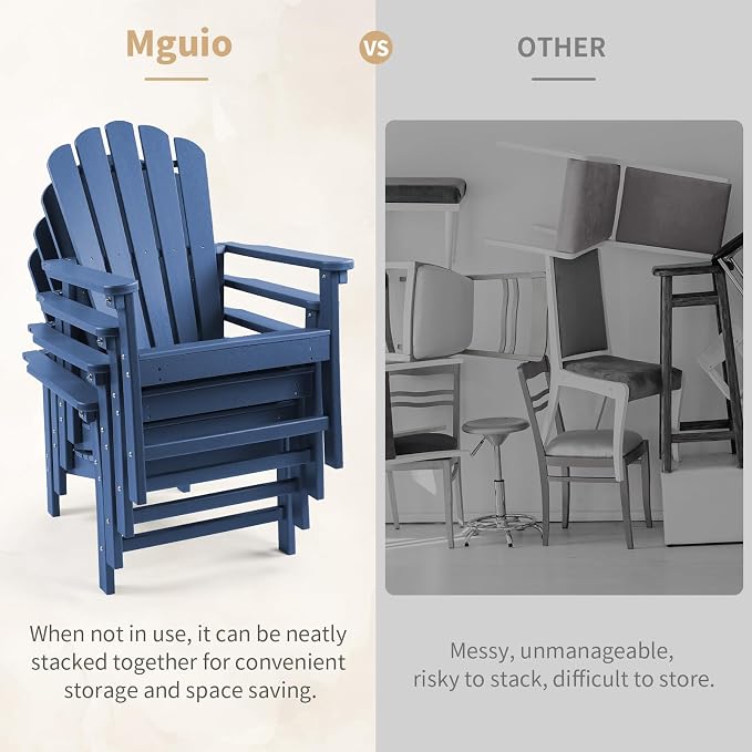 Oversized Stackable Adirondack Chair, HDPE All-Weather Fire Pit Chair | - Image 4