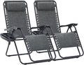 JEAREY Zero Gravity Chairs 2 Set, Adjustable Patio Recliners, Dark Grey | 400 by JEAREYOutdoorsCollection