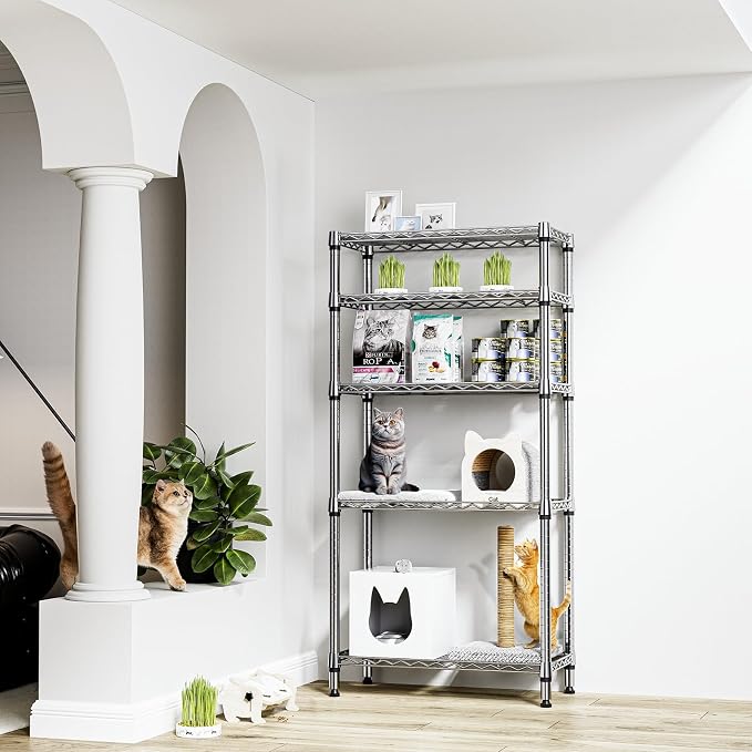 M MZG 1250 lbs 5 Tier Shelf Metal Storage Shelves Wire Rack Closet Organizers - Image 2