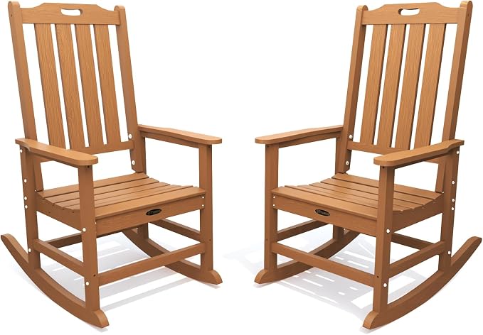THOEOE Outdoor Rocking Chairs Set of 2, Oversized Patio Rocking Chair | HDPE by THOEOE