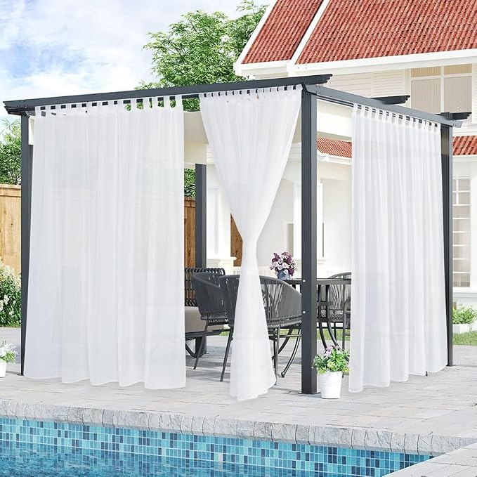 NICETOWN 2 Panels Sheer Outdoor Curtains Extra Wide by NICETOWN
