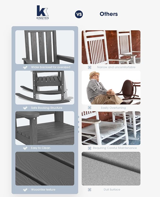 Oversized Outdoor Rocking Chair, HDPE Patio Rockers - Image 8