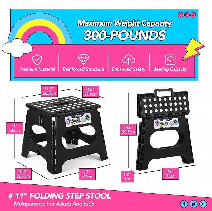 Delxo Folding Step Stool 11 Inch, 300 Lbs Step Stool - Image 5