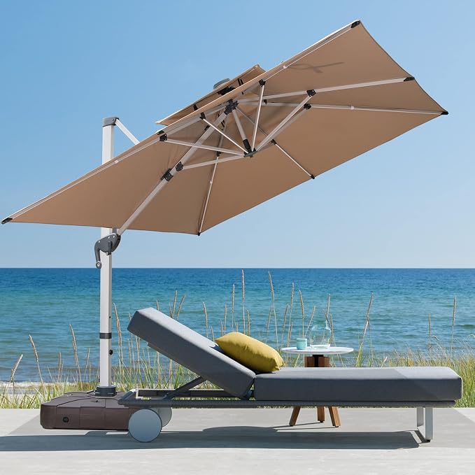 Cantilever Patio Umbrella with Cross Base and Cover Included - Image 3