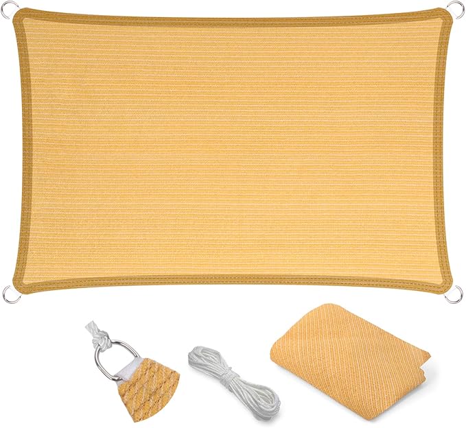 Eden's Decor Straight Flat-Edged Sun Shade Sail Rectangular 8' x 14' Wheat by EdensDecorInc