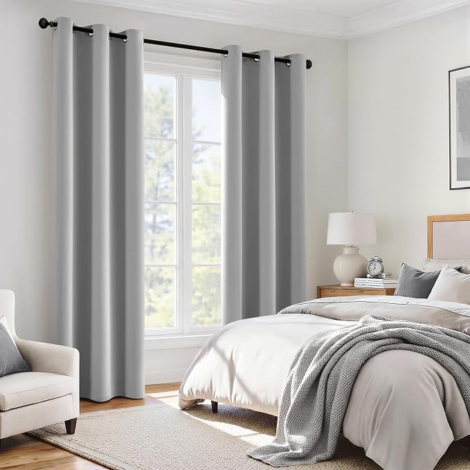 MIULEE Light Grey 96 Inch 100% Blackout Curtains - Image 6