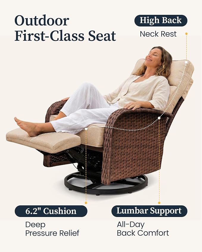 Resort-Grade Recliners Patio Furniture, 6.2" Ultra Thick Cushions | Heavy Duty - Image 6