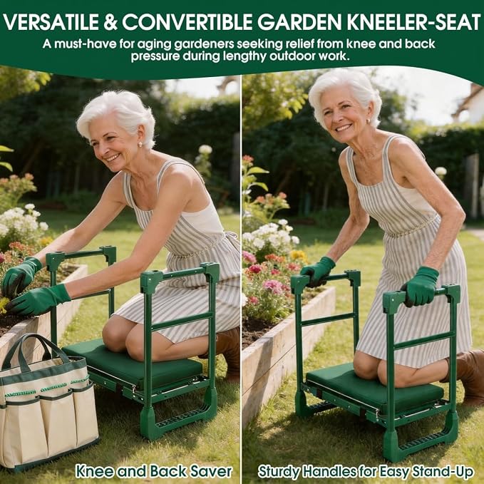 Garden Kneeler and Seat Heavy Duty 600LBS w/ Thicken Wide Soft Kneeling Pad | - Image 7