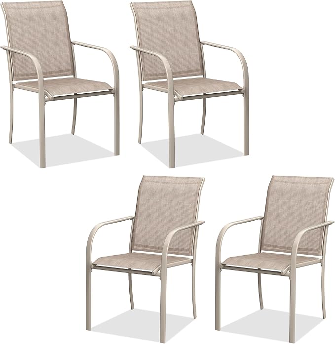 Outdoor Chairs Set of 4, Stackable Patio Dining Chairs by Offeroutdoorsolutions