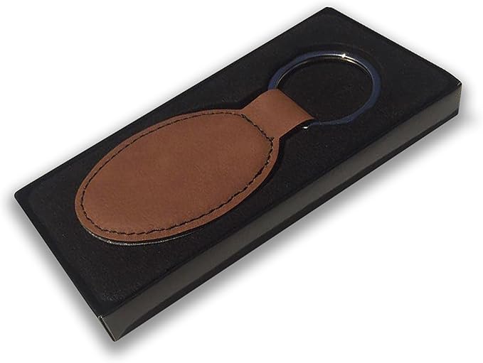 LaserGram Oval Keychain, Golfer Golfing, Personalized Engraving Included (Dark Brown)