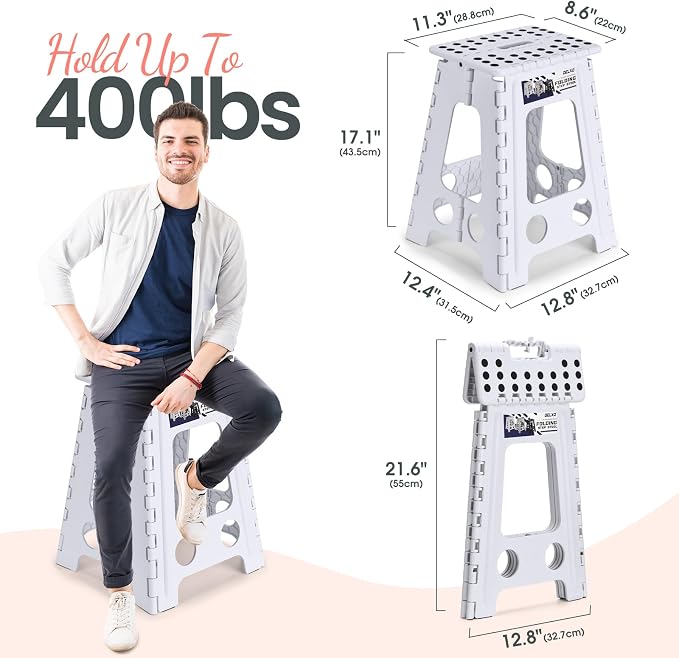 Delxo 17.5 Inch Folding Step Stool, Foldable Step Stool - Image 2