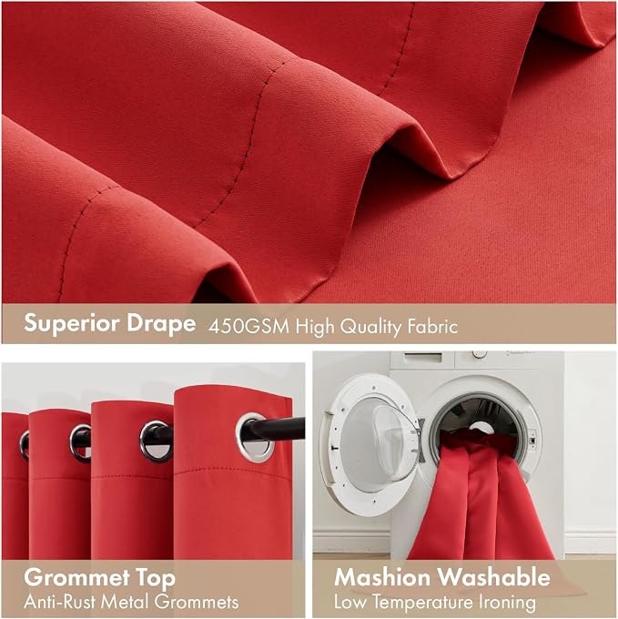 MIULEE Red 100% Blackout Curtains - Image 7