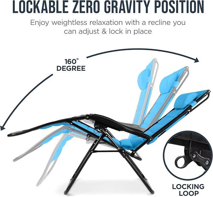 Best Choice Products Oversized Padded Zero Gravity Chair w/Canopy Headrest Cup - Image 7