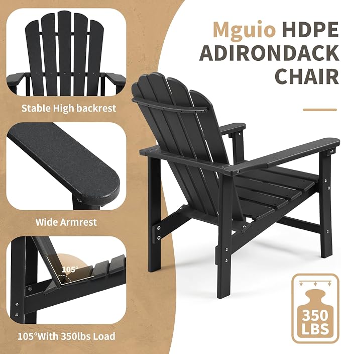 Oversized Stackable Adirondack Chair, HDPE All-Weather Fire Pit Chair | - Image 5