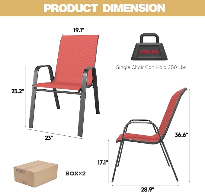 Patio Dining Chairs Set of 8 Outdoor Stackable Dining Chairs - Image 3