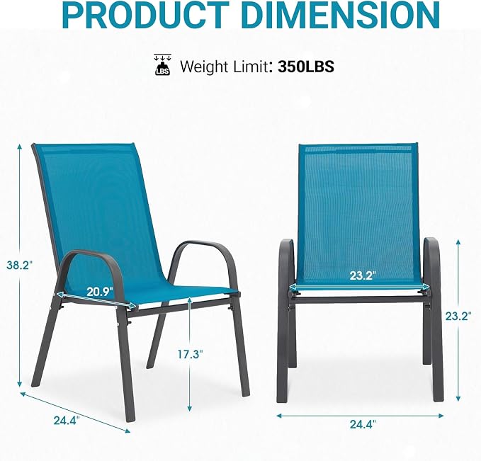 Patio Chairs Set of 4, Breathable Textilene, Weatherproof Frame, Quick Setup - Image 2