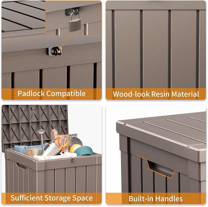 PatioZen 50 Gallon Resin Deck Box, Lockable Patio Outdoor Storage Box - Image 5