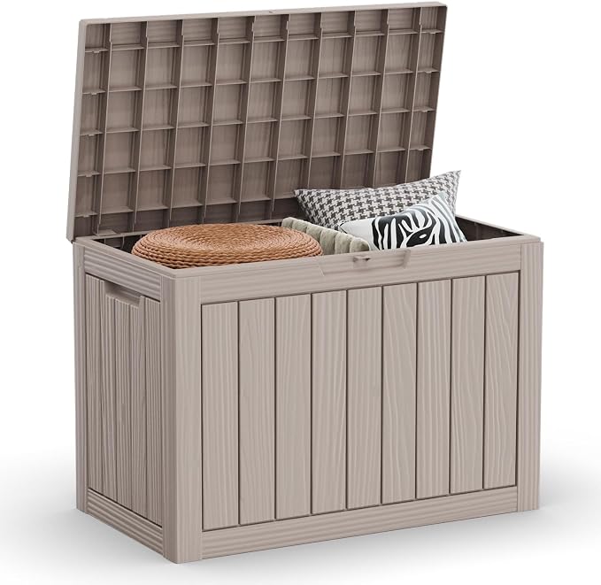 46 Gallon Outdoor Deck Box, Lockable Waterproof Outdoor Storage Boxes by MAIUSCOLI