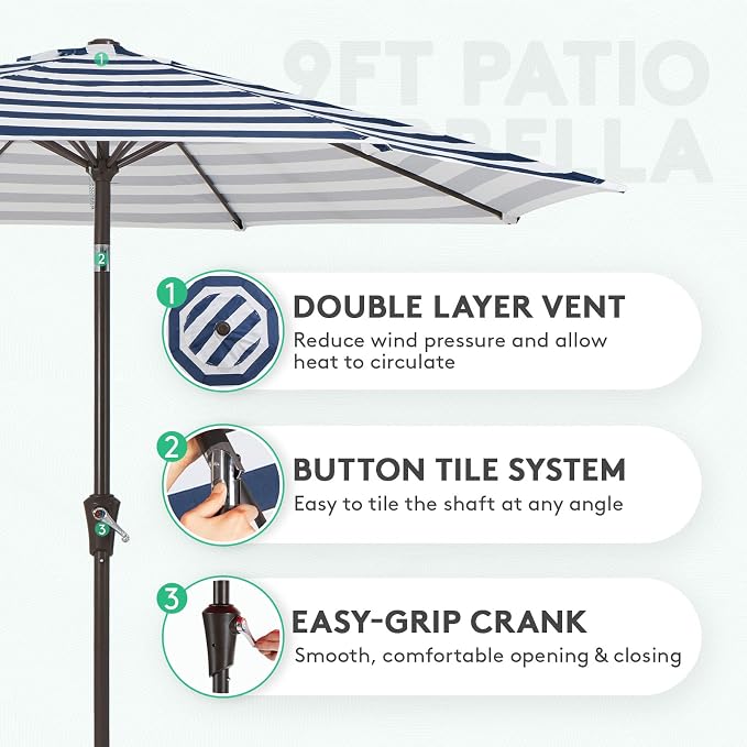 JEAREY 9FT Outdoor Patio Umbrella, Market Umbrella - Image 2
