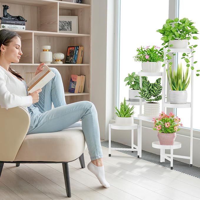 iDavosic.ly Plant Stand Indoor Outdoor, 7 Tier Metal Corner Shelf, Folding - Image 6