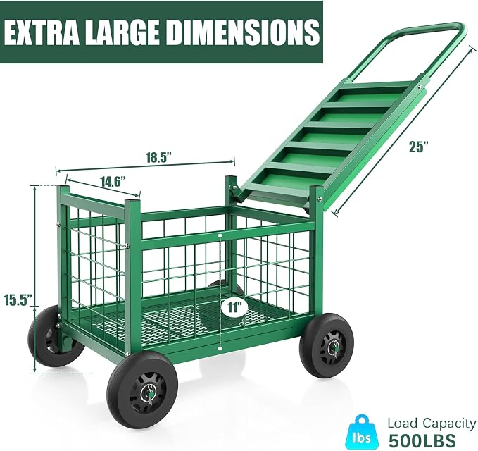 Extra Large Garden Cart with Seat, 3-in-1 Rolling Workseat with Wheels | - Image 3