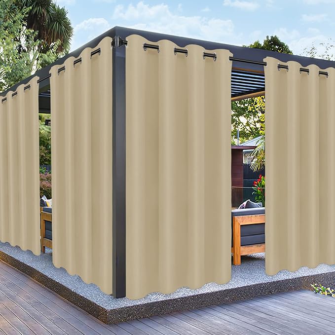 PureFit Outdoor Curtains for Patio Waterproof Weatherproof Outside Curtains | by PureFit
