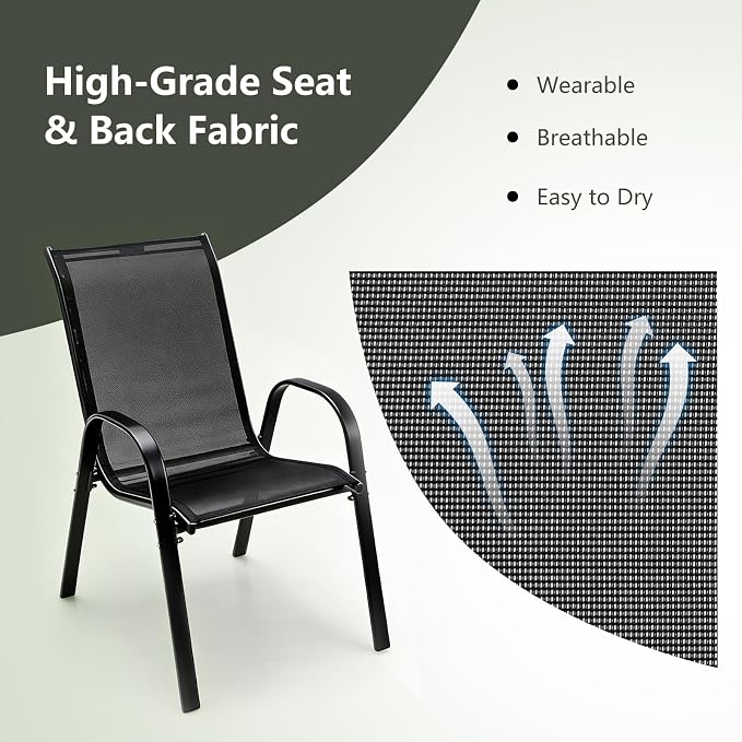 Giantex Patio Chairs Set of 4, Stackable Outdoor Dining Chairs - Image 5