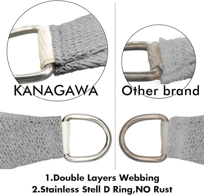 KANAGAWA Sun Shade Sail Curved 20'X26' Grey Rectangle Outdoor Shade Cover UV - Image 4