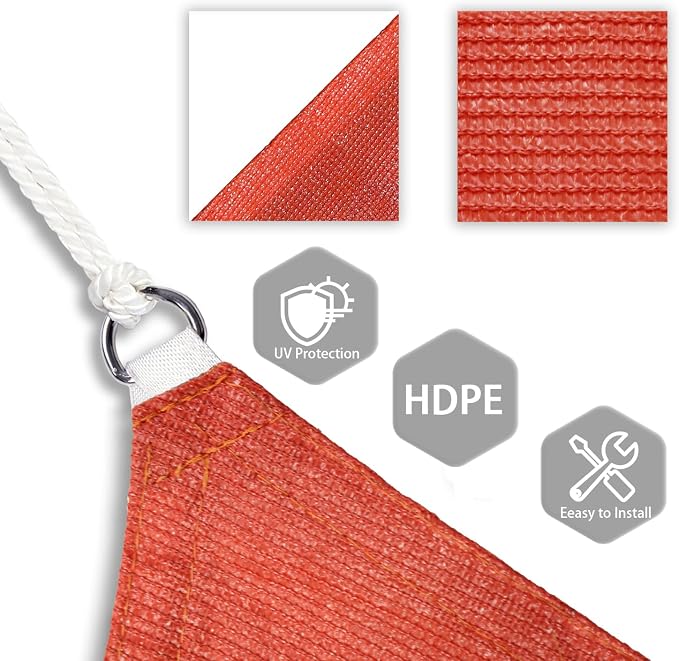 Patio Paradise 3' x 3' x 3' Sun Shade Sail Triangle Canopy Shade Cloth Fabric - Image 3