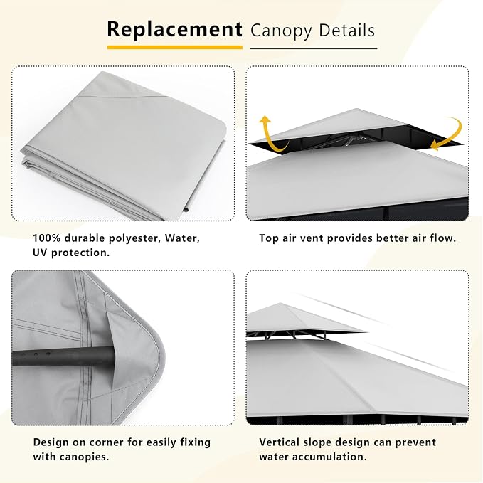 Grill Gazebo Canopy Replacement, 5 x 8 Ft, UV Resistant, Water Resistant - Image 3
