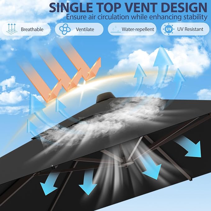 10' X 10' Patio Umbrella Cantilever Outdoor Rectangle Umbrella, Heavy Duty - Image 4