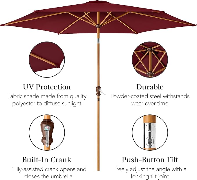 Best Choice Products 10ft Market Umbrella, Outdoor Sun Shade - Image 6