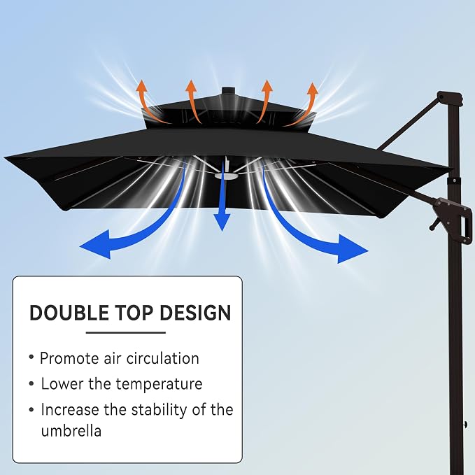 9' X 12' Cantilever Patio Outdoor Umbrella - Image 6