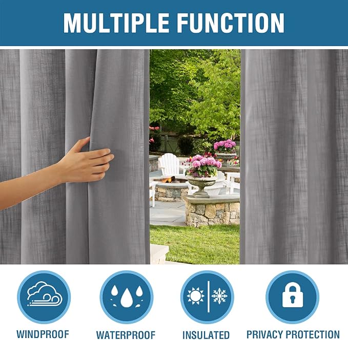 H.VERSAILTEX Waterproof Linen Look Outdoor Curtains - Image 5