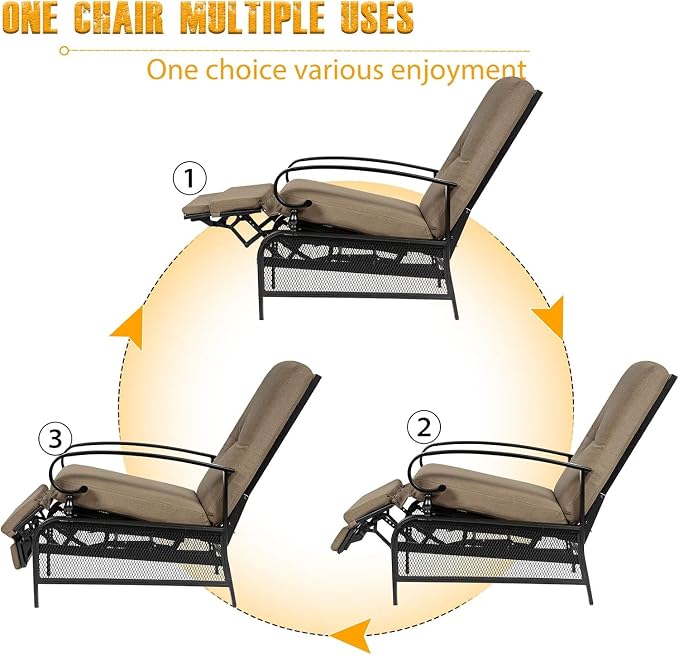 SUNCROWN Outdoor Recliner Chair Patio Adjustable Relaxing Chairs Outdoor Metal - Image 5