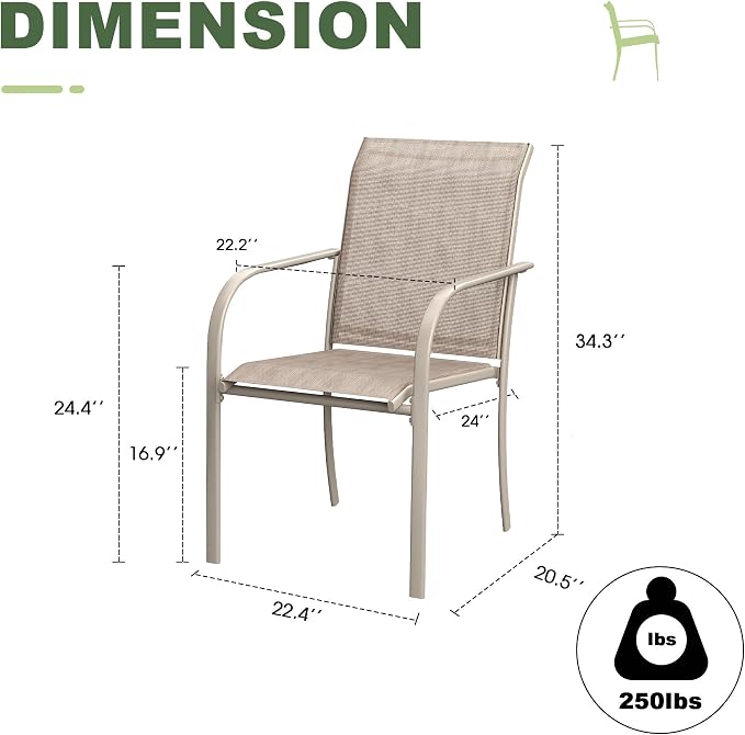 Outdoor Chairs Set of 8, Stackable Patio Dining Chairs - Image 3