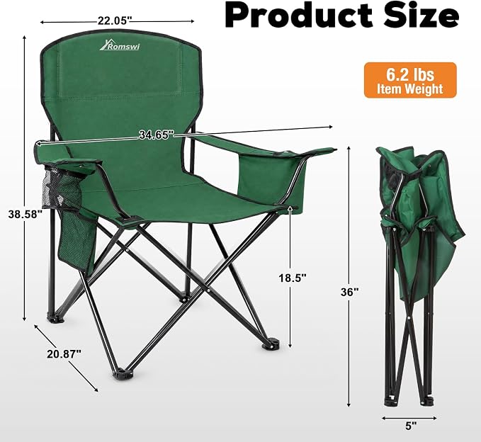 Camping Chairs for Adults, 2 Pack Heavy Duty Folding Chair - Image 3