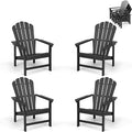 Oversized Stackable Adirondack Chair Set of 4, HDPE Fire Pit Chair | All-Weather by Mguio