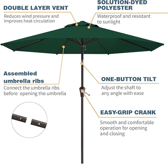 10FT Patio Umbrella, Outdoor Umbrella - Image 2