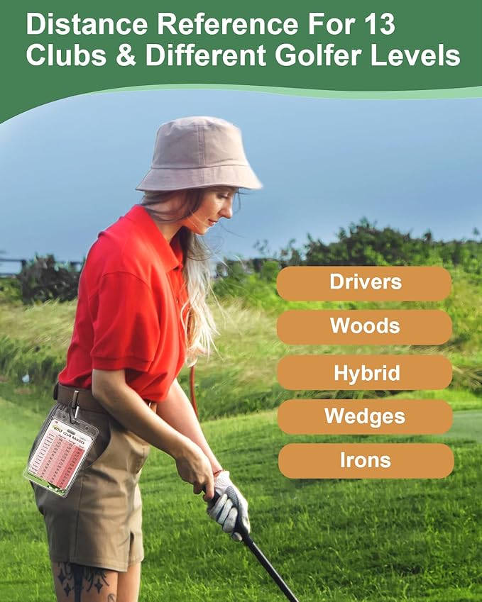 Swooflia Golf Club Distance Card - 2 Pack or 1 Pack Golf Club Range Chart Card, Swing Minder Reference & Blank Distance Yardage Scorecard, Golf Bag Accessories Gifts for Men Women Golfers
