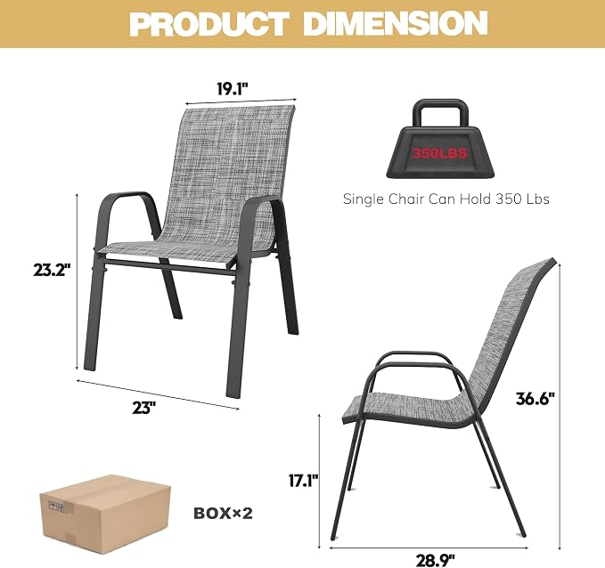Patio Dining Chairs Set of 8, Outdoor Stackable Dining Chairs - Image 3