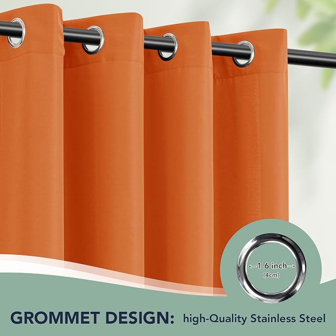 Outdoor Curtains for Patio Waterproof, 6 Drape Panels, Sun Shades | Privacy & - Image 6