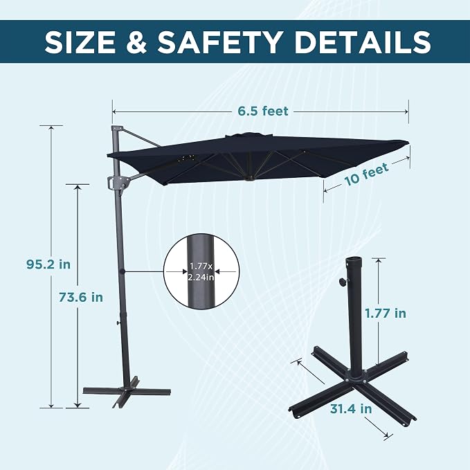 10FT Outdoor Offset Umbrella, Cantilever Patio Umbrella - Image 2