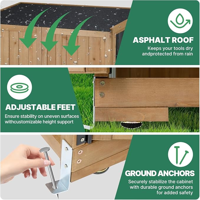 Ketive Outdoor Storage Cabinet, Tall Tool Garden Cabinet - Image 5